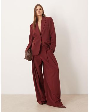 Mango Pantalones De Sastre Burdeos De Pernera Ancha Dani De (Parte De Un Conjunto)-Rojo