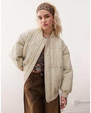 Collusion Bomber Oversize Color Écru Con Logo - Neutro