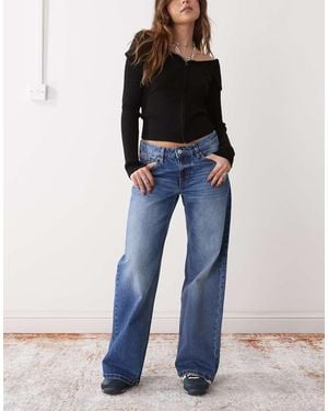 Monki Imoo Low Waist Wide Leg Jeans - Blue