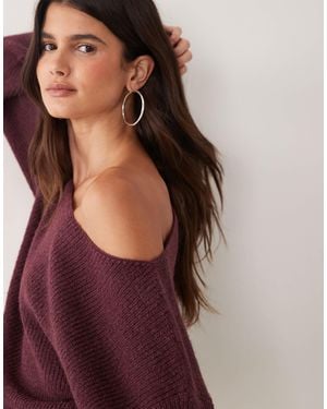 Miss Selfridge Slouchy Slash Neck Sweater - Purple