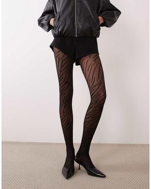 ASOS Medias Transparentes Con Estampado De Cebra Negras - Negro