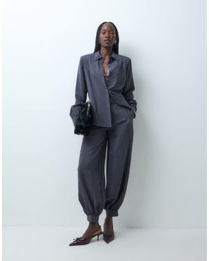 4th & Reckless Pantalon coordonné à jambes ballon en nylon anthracite - Bleu