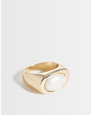 ASOS Ring mit eckiger form und kunstperle - Weiß