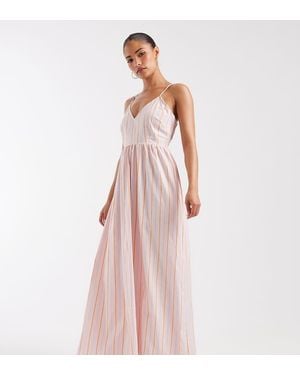 Vero Moda Vestido Midi Rosa Y Naranja A Rayas De Tirantes