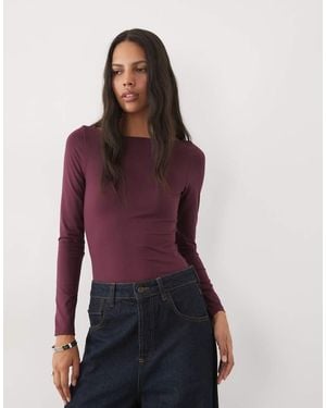 New Look Boat Neck Polyamide Long Sleeved Body - Purple