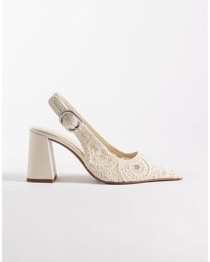 ASOS Surrey Slingback Mid Block Heels - White