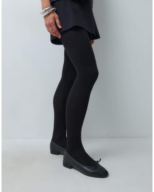 Lindex Mini-strumpfhose mit zopfmuster - Schwarz