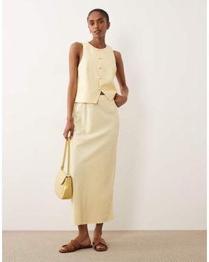 Mango Laguna Linen Mix Column Maxi Skirt Co-Ord - Natural