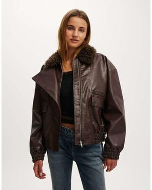 Cotton On Darcy Faux Leather Bomber - Black
