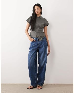 JDY Tall Susie Mid Waist Barrel Leg Jean - Blue