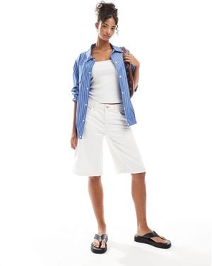 Bershka baggy Longline Denim Shorts - Blue