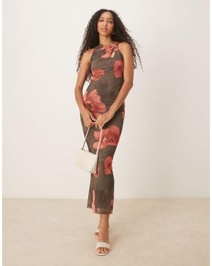 ASOS Twist Cut Out Shoulder Detail Maxi Dress - Natural