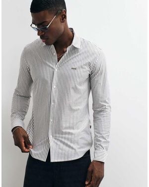 BOSS My Soft Stripe Slim Fit Shirt - Grey