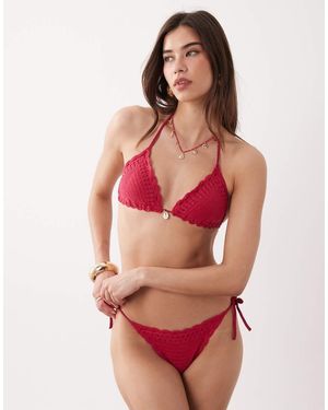New Look Crochet Bikini Bottoms - Red