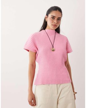 ASOS Gebreide Getailleerde Top Met Plooien - Roze