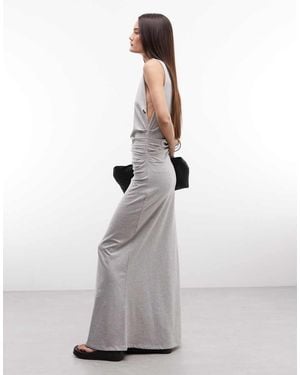 Weekday Dropped Armhole Maxi Dress With Ruched Detail - Grey