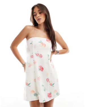 Hollister Bandeau Linen Blend Mini Dress - White