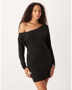 Motel Shelisa Slouchy Off Shoulder Mini Dress - Black