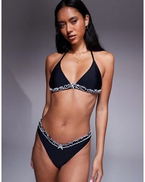 The Frolic Exclusive Contrast Bow Detail Bikini Top Co-ord - Black
