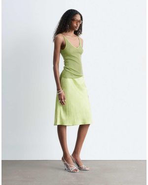 & Other Stories Low Waist Bias Cut Midi Skirt - Green