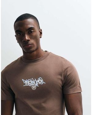 ASOS Heavyweight Regular T-shirt With Tokyo Front Graphic - Brown