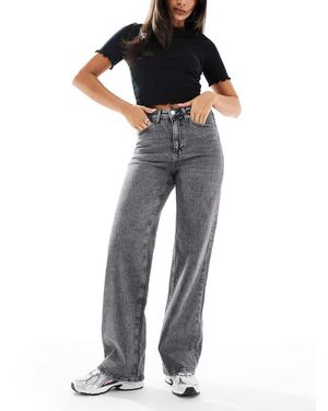 Vero Moda Vaqueros Gris Medio Lavado De Pernera Ancha Y Talle Alto Tessa De - Negro