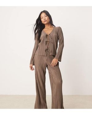 JDY Petite Pantaloni Plissé A Fondo Ampio Marroni - Marrone
