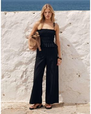 ASOS Shirred Peplum Jumpsuit - Black