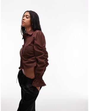 laagam Sultana Sinched Ruched Blouse - Brown