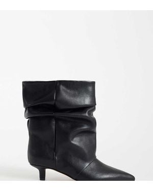 Asos Design Wide Fit Rosario Slouch Kitten Heel Boots - Black