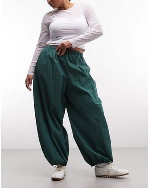 ASOS Asos Design Curve Cotton Nylon Blend Pull-on Balloon Pants - Green
