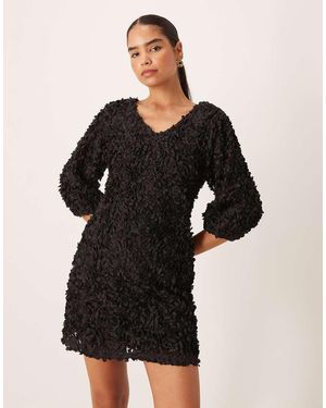 Vila 3d Floral Applique Mini Dress - Black