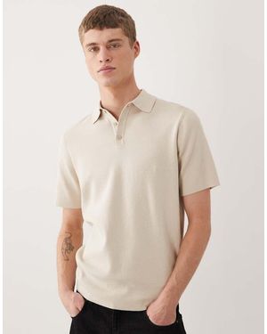 ASOS Short Sleeve Knitted Polo - Natural