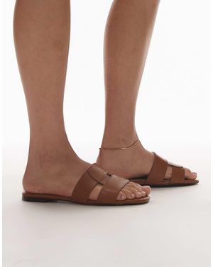 & Other Stories – flache, eckig geschnittene leder-sandalen - Braun