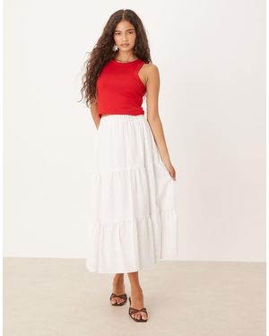 NARRATED Tiered Midi Skirt - Pink
