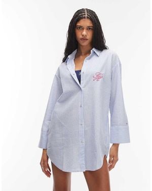 Tommy Hilfiger Logo Seersucker Shirt - Blue