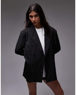 House Of Sunny Pinstripe Blazer - Black