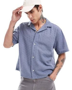 Abercrombie & Fitch – kurzärmliges, kurz geschnittenes oversize-hemd - Blau