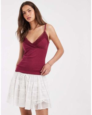 Hollister Lace Trim Cami Top - Red