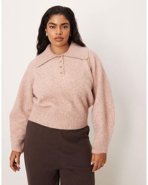 ASOS Asos Design Curve Waisted Collar Sweater - Pink