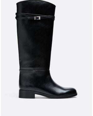 Stradivarius Flat Equestrian Boots - Black