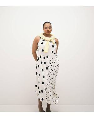 ASOS Asos Design Curve Racer Midi Dress With Asymmetric Hem - White