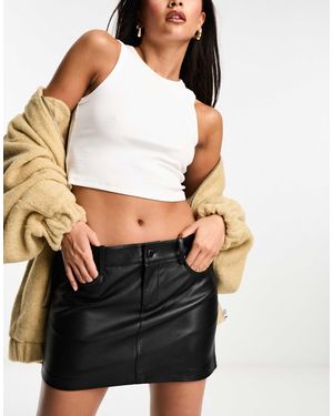 Mango Faux Leather Mini Skirt - Black