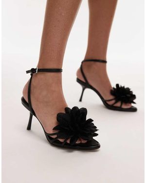 TOPSHOP Isla Flower Applique High Heeled Sandals - Black