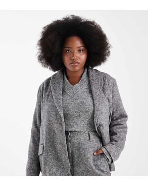 Renee Studio Americana De Sastre Extragrande De Tejido Efecto Lana Cepillado Exclusiva De Plus (Parte De Un Conjunto) - Gris
