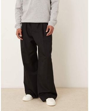 ASOS Smart Loose Leg Trousers With Triple Pleats - Black
