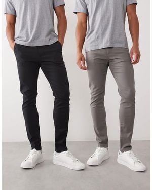 ASOS 2 Pack Skinny Chinos - Black