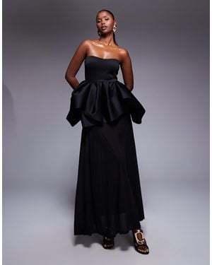 ASOS Premium Strapless Bodice With Sheer Skirt Maxi Dress - Blue