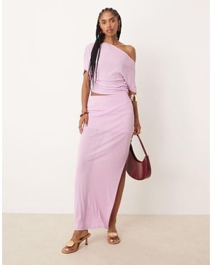 ASOS Mix & Match Mesh Semi Sheer Side Split Maxi Skirt - Pink