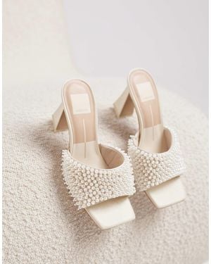 Dolce Vita Nandy Pearl Bridal Mule Heeled Sandals - Natural